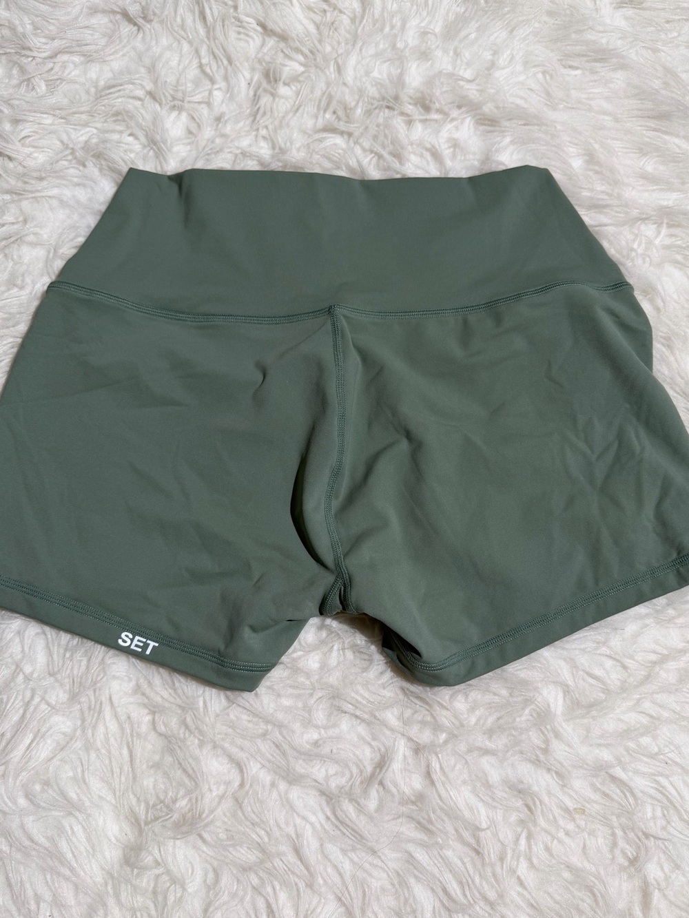 SET Active XL Sage Green Mini Shorts Airluxe Workout Gear Running Short Spandex